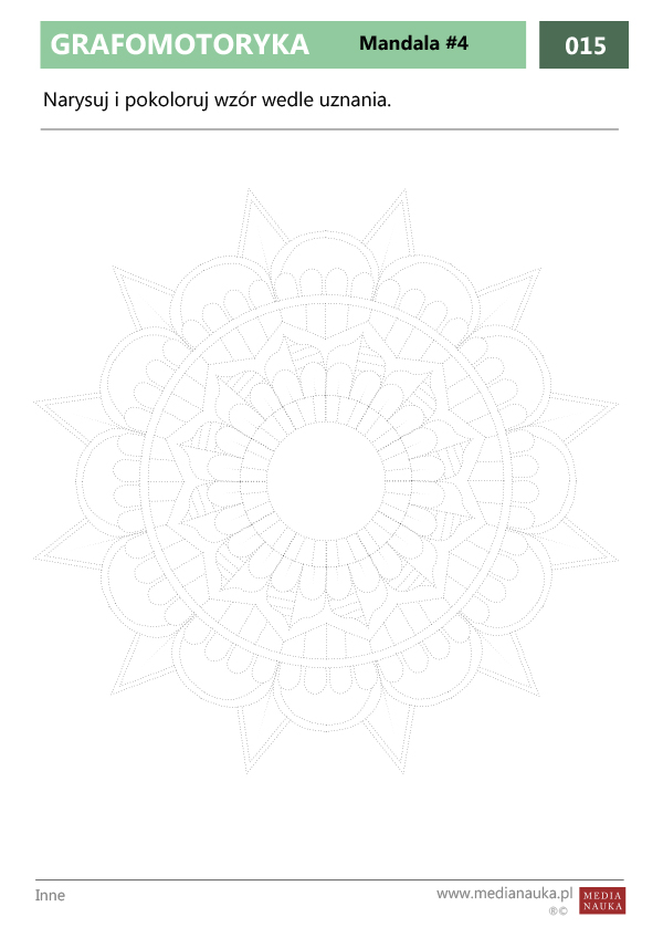 Karta pracy Grafomotoryka - Mandala #4