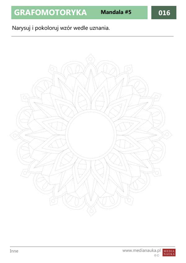 Karta pracy Grafomotoryka - Mandala #5