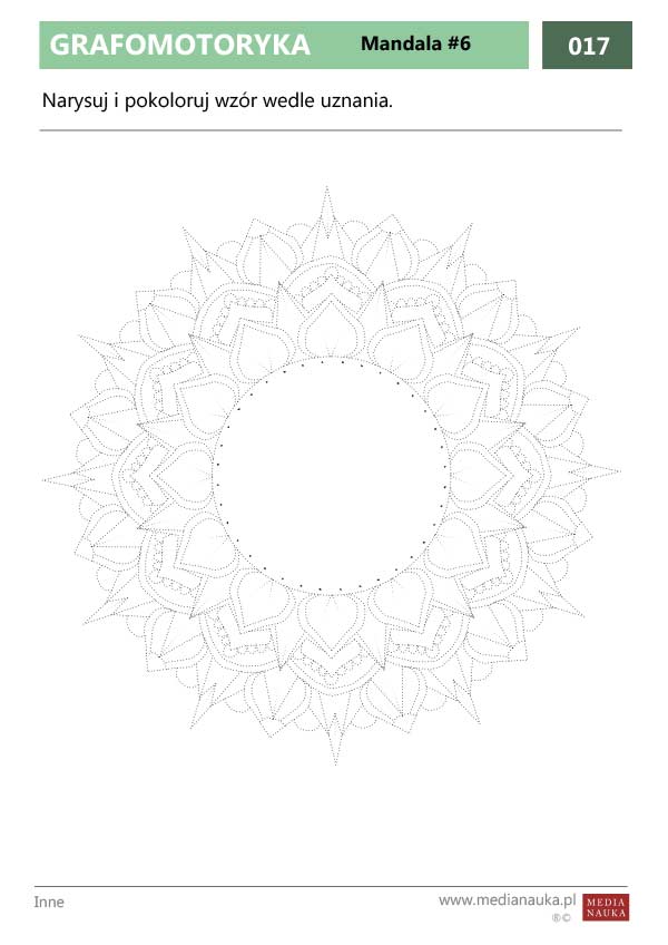 Karta pracy Grafomotoryka - Mandala #6