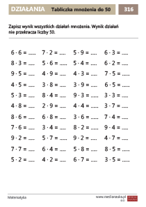 Tabliczka mnożenia do 50