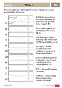 Karta pracy Miesiące - cechy