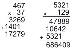 mnożenie pisemne - przykład