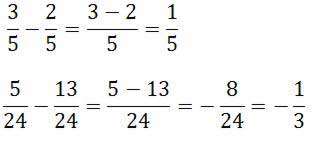 odejmowanie ułamków - przykłady
