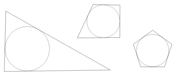 okręgi wpisane w trójkąt lub wielokąt