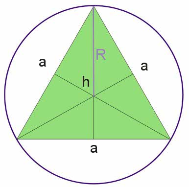 Długość promienia okręgu opisanego na trójkącie równobocznym