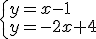\begin{cases}y=x-1\\y=2x+4\end{cases}