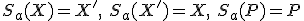 S_a(X)=X',\ S_a(X')=X,\ S_a(P)=P