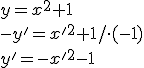 y=x^2+1\\-y'=x'^2+1/\cdot(-1)\\y'=-x'^2-1