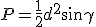 P=\frac{1}{2}d^2\sin{\gamma}