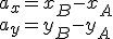 a_x=x_B-x_A\\ a_y=y_B-y_A