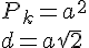 P_k=a^2\\d=a\sqrt{2}