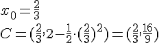 x_0=\frac{2}{3}\\ C=(\frac{2}{3},2-\frac{1}{2}\cdot(\frac{2}{3})^2)=(\frac{2}{3},\frac{16}{9})