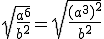 \sqrt{\frac{a^6}{b^2}}=\sqrt{\frac{(a^3)^2}{b^2}}