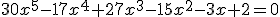 30x^5-17x^4+27x^3-15x^2-3x+2=0