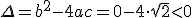 \Delta=b^2-4ac=0-4\cdot \sqrt{2}< 0