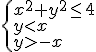 \begin{cases} x^2+y^2\leq 4 \\ y<x \\y>-x \end{cases}