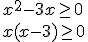 x^2-3x\geq 0\\ x(x-3)\geq 0