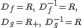 D_f=R,\ D_f^{-1}=R,\\ D_g=R_+,\ D_g^{-1}=R