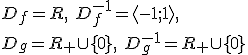 D_f=R,\ D_f^{-1}=\langle -1;1\rangle,\\ D_g=R_+\cup \lbrace 0 \rbrace,\ D_g^{-1}=R_+\cup \lbrace 0 \rbrace