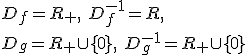 D_f=R_+,\ D_f^{-1}=R,\\ D_g=R_+\cup \lbrace 0 \rbrace,\ D_g^{-1}=R_+\cup \lbrace 0 \rbrace