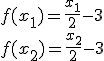 f(x_1)=\frac{x_1}{2}-3\\ f(x_2)=\frac{x_2}{2}-3