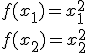 f(x_1)=x_1^2\\ f(x_2)=x_2^2