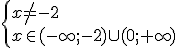 \begin{cases} x\neq -2 \\ x\in (-\infty;-2)\cup (0;+\infty) \end{cases}