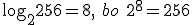 \log_{2}{256}=8, \ bo \ 2^8=256