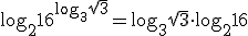 \log_{2}{16^{\log_{3}{\sqrt{3}}}}=\log_{3}{\sqrt{3}}\cdot \log_{2}{16}