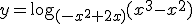 y=\log_{(-x^2+2x)}{(x^3-x^2)}