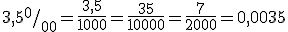 3,5 ^{0}/_{00}=\frac{3,5}{1000}=\frac{35}{10000}=\frac{7}{2000}=0,0035
