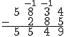 \begin{array}{ccccc} &&\small{-1}&\small{-1}&\\ &5&8&3&4 \\ -&&2&8&5 \\ \hline &5&5&4&9\\ \end{array}