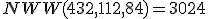 NWW(432, 112, 84)=3024