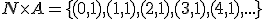 N\times A=\lbrace (0,1),(1,1),(2,1),(3,1),(4,1),...\rbrace