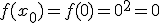 f(x_0)=f(0)=0^2=0
