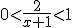 0<\frac{2}{x+1}<1
