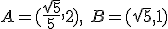 A=(\frac{\sqrt{5}}{5},2), \ B=(\sqrt{5},1)