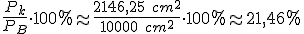 \frac{P_k}{P_B}\cdot 100%\approx \frac{2146,25 \ cm^2}{10000 \ cm^2}\cdot 100% \approx 21,46%