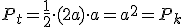 P_t=\frac{1}{2}\cdot (2a)\cdot a=a^2=P_k