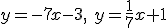 y=-7x-3, \ y=\frac{1}{7}x+1