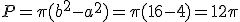 P=\pi (b^2-a^2)=\pi(16-4)=12\pi