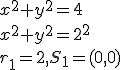 x^2+y^2=4\\ x^2+y^2=2^2\\ r_1=2, S_1=(0,0)