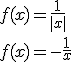 f(x)=\frac{1}{|x|}\\ f(x)=-\frac{1}{x}