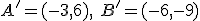 A'=(-3,6), \ B'=(-6,-9)