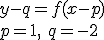 y-q=f(x-p)\\ p=1, \ q=-2